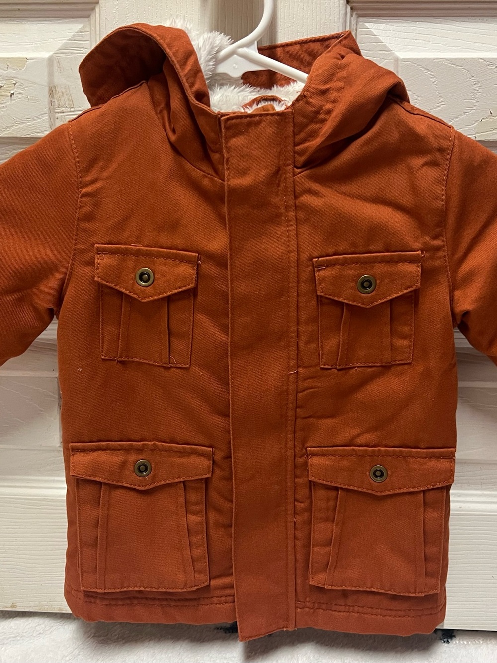 Cat & Jack Rust-Orange Hooded Puffer Coat